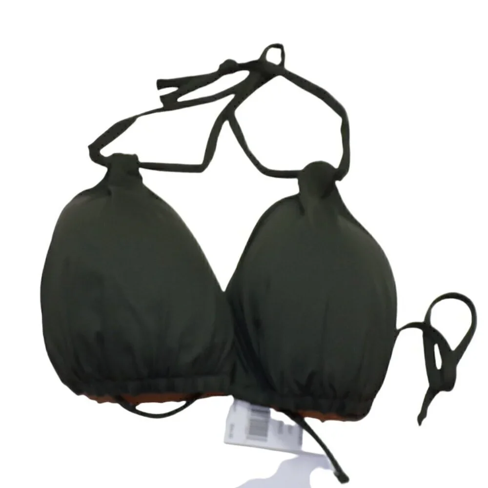 New La Blanca Women's Island Goddess Rouched Halter Bikini Swimsuit Top‎ sz 38DD